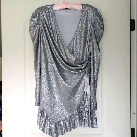 Pretty Little Things Silver wrap dress - Picture 1 of 8